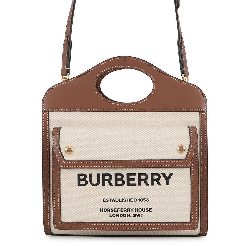 Burberry Handbag Pocket Bag Canvas Leather - Picture 1 of 12